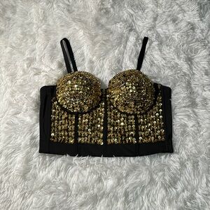 Small gold beaded corset crop top